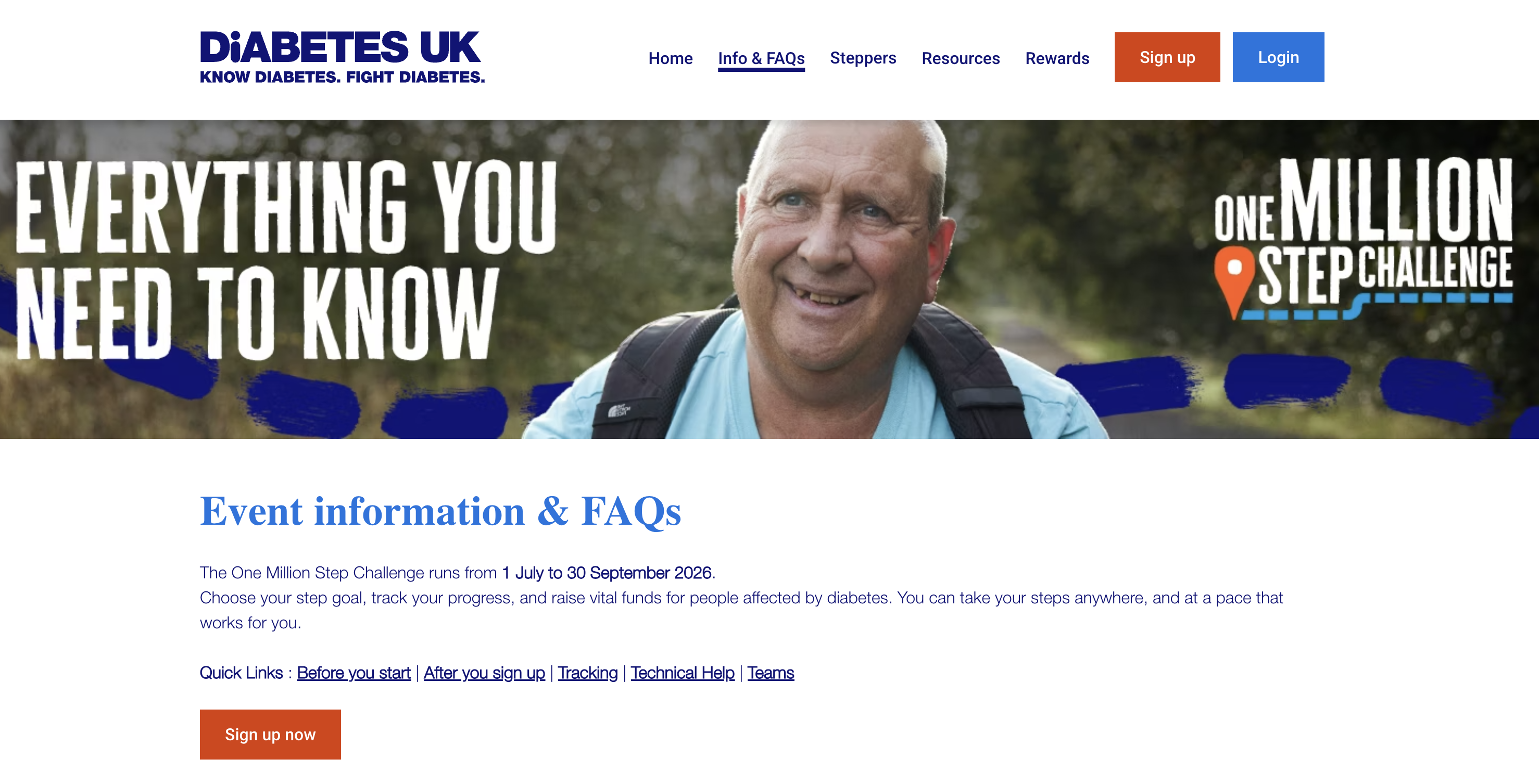 OMS Challenge Info & FAQs page - 'Everything you need to know' with event details and quick links